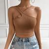 European & American Women's 2024 Autumn/Winter Sexy Slim Hollow Waffle Ultra-Short Camisole Top
