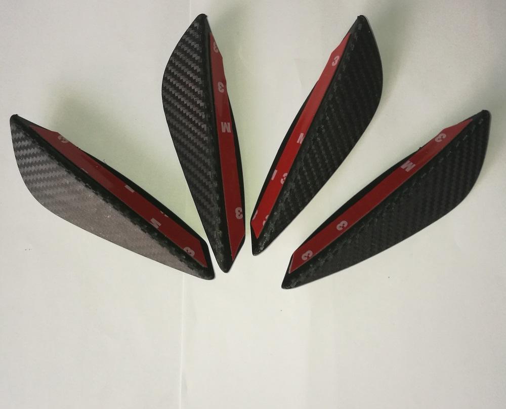 4pcs ABS Carbon Fiber Style Car Front Bumper Fins Lip Canards Splitter Trim Kit
