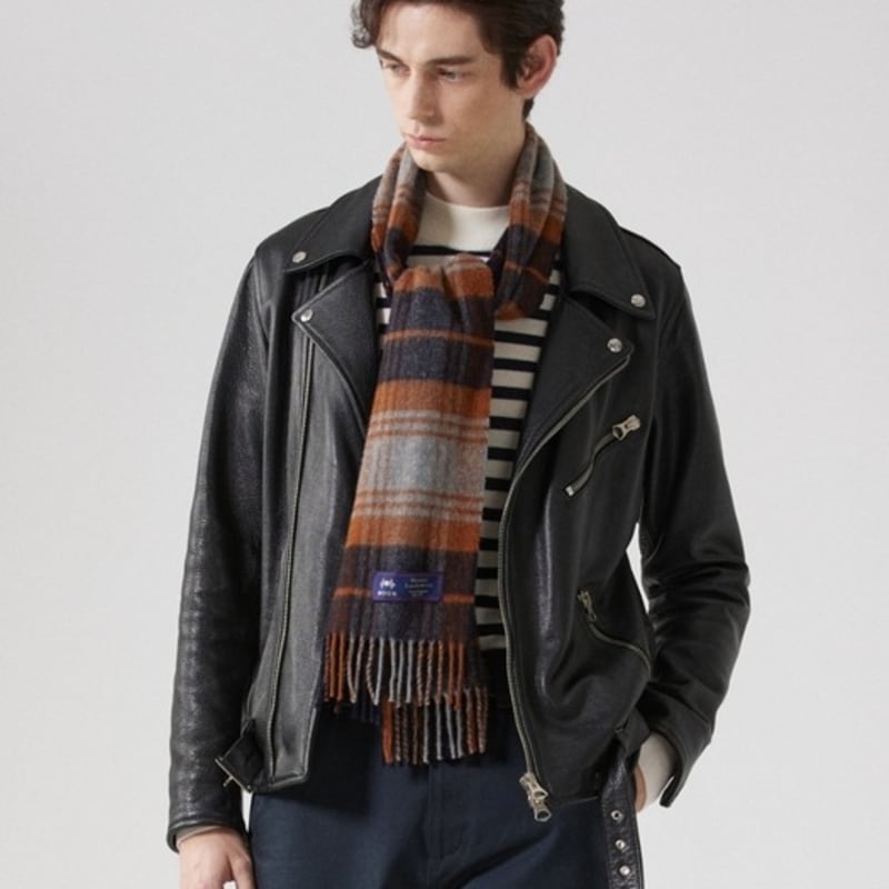 ABRAHAM MOON Шарф из мериносовой шерсти 25 см - Brigade Navy Rust