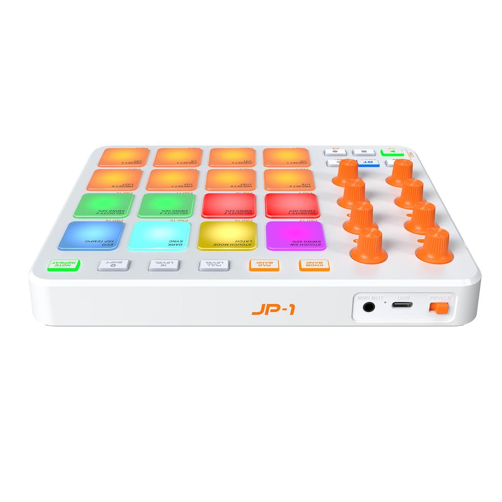 Беспроводной MIDI-контроллер MIDI-клавиатура пэды 16 RGB-пэдов 6 настраиваемых кнопок 8 ручек Перезаряжаемый Поддержка ПК Мобильное приложение для начинающих