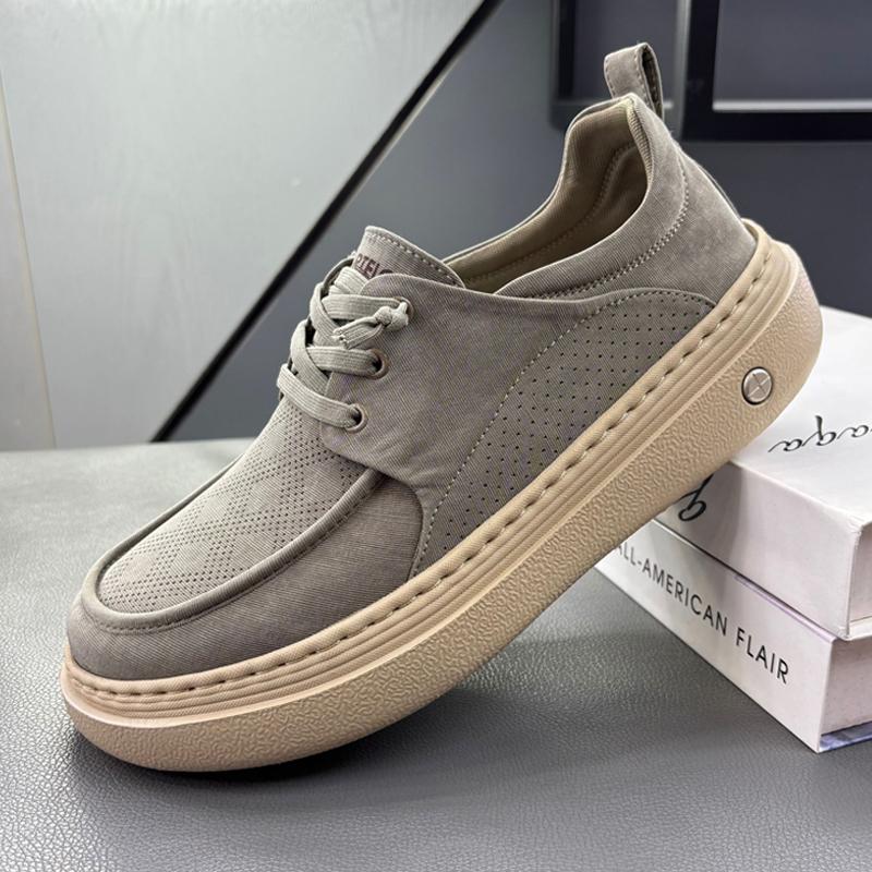 Летняя Новинка Легкие Толстая Подошва Повседневная Обувь Легко Надевать Слипоны Для Ленивых Людей Обувь из Кожи Коровы Дышащая Резиновая Подошва