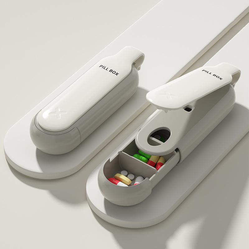 2 in 1 Portable Pill Storage Box 4 LayersEasy Pill Extractor Dustproof Container Storage Tablets Vitamins Small Medicine Box