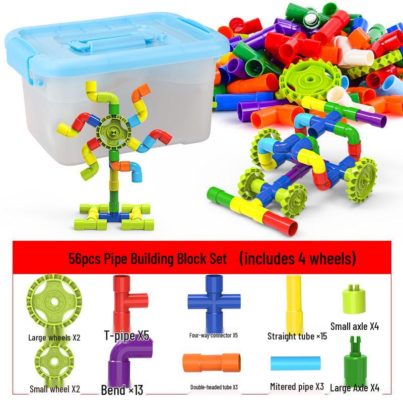 Interlocking Water Pipe Building Blocks: Early Education Puzzle Toys for Kids