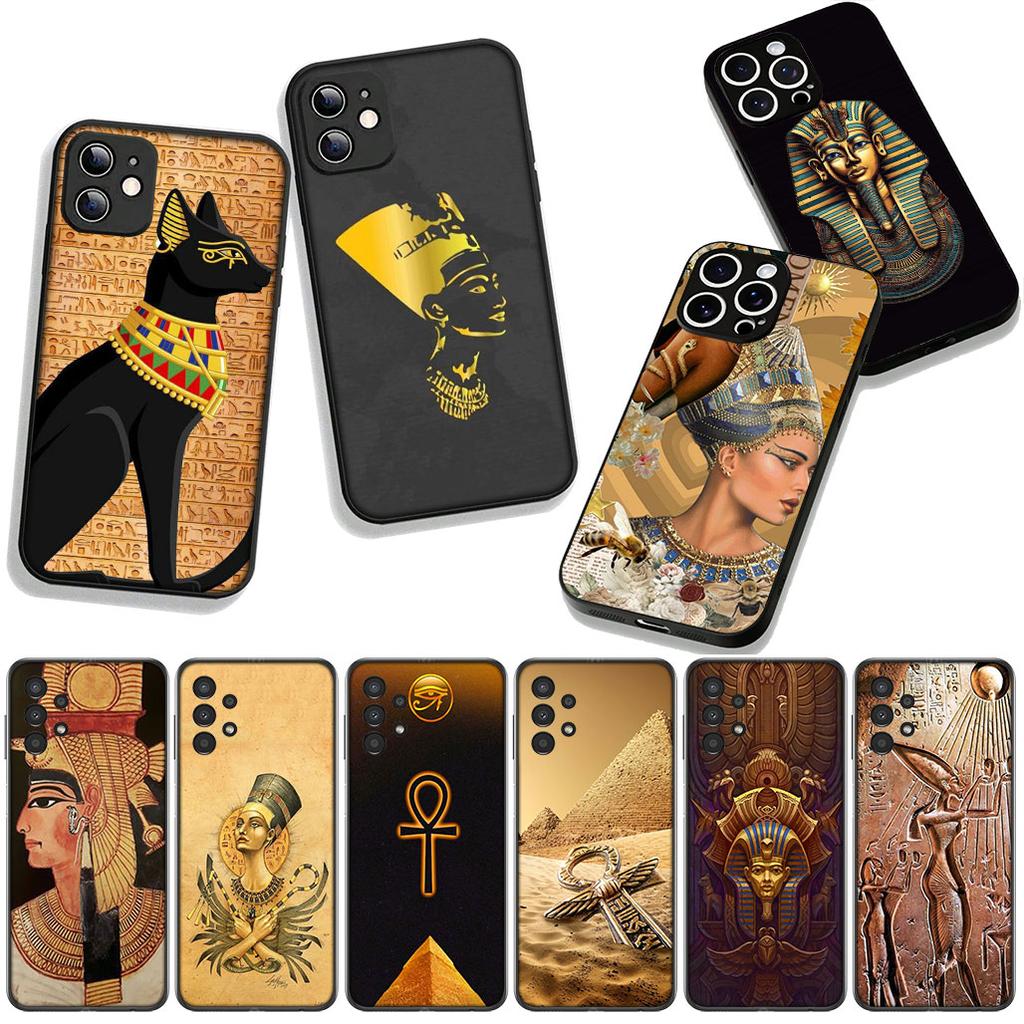 Для Samsung Galaxy A36 A17 A26 A07 A35 A54 A53 A13 A33 A34 S8 S9 S20 S21 FE S10 Plus Чехол-кейс Египет Нефертити Анубис Анх Искусство