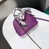 Half Wax Wire Steel Hardware Head Layer Cowhide Mini Shell Bag Bowling Bag Sea Anemone Purple