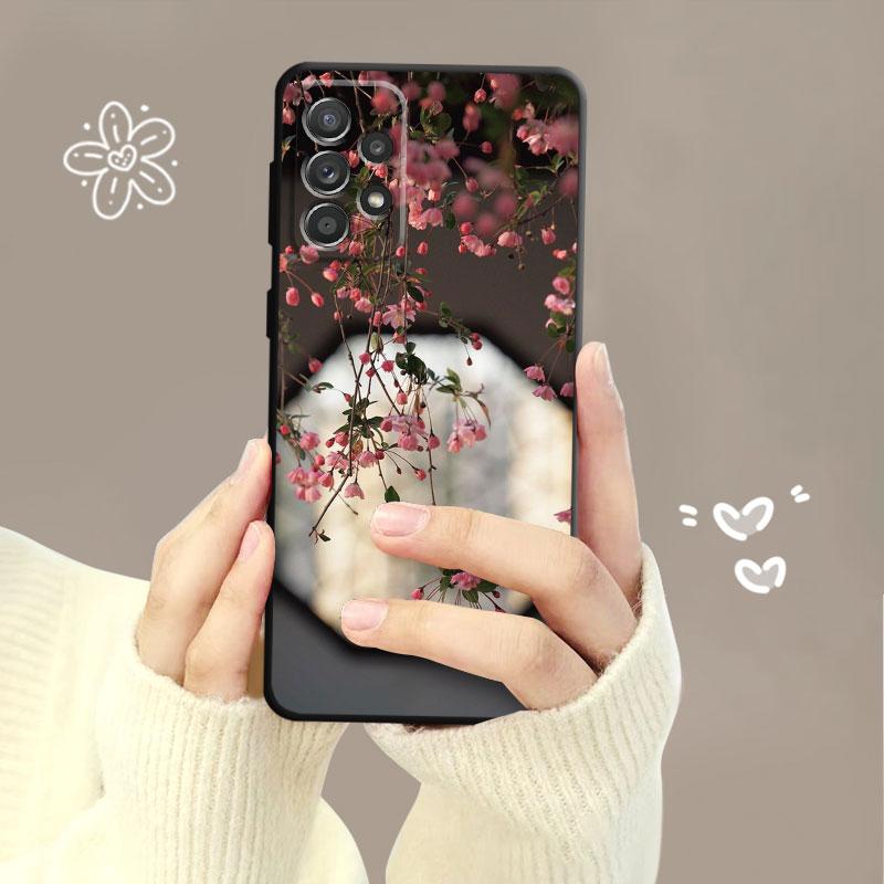 Чехол с зелеными побегами розы и тюльпанов для Samsung Galaxy A14 A73 A53 A71 A51 A31 A33 A22 A12 A21s A13 A32 A52s A72 A52 A23