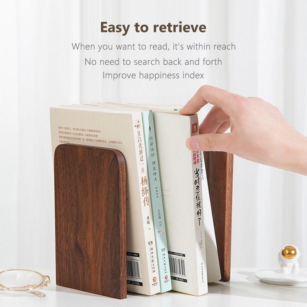 Non-slip Book Stand Nature Wooden Desktop Bookshelf High Quality Bookends  Gift