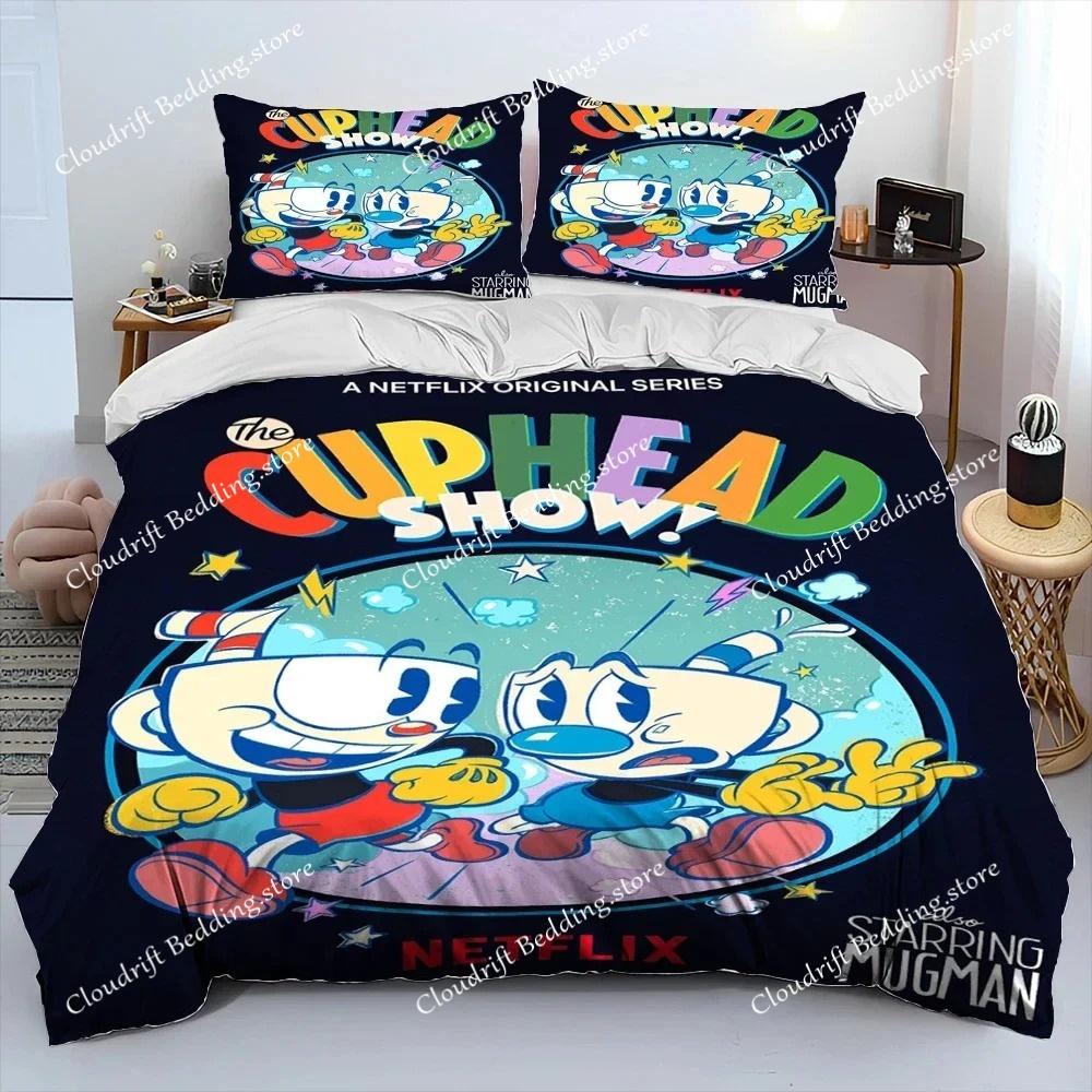 3D-принт с игрой Cuphead Mugman Постельное белье Пододеяльник Постельный комплект Одеяло Наволочка Одеяло размера king-size Для мальчиков Взрослых