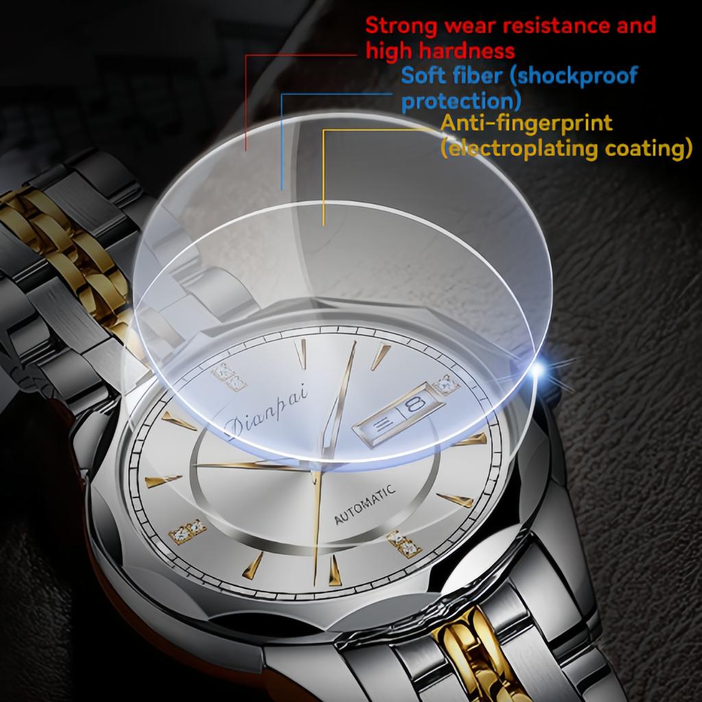 Мужские полностью автоматические механические часы, водонепроницаемые, светящиеся, с ремешком из нержавеющей стали, модные наручные часы