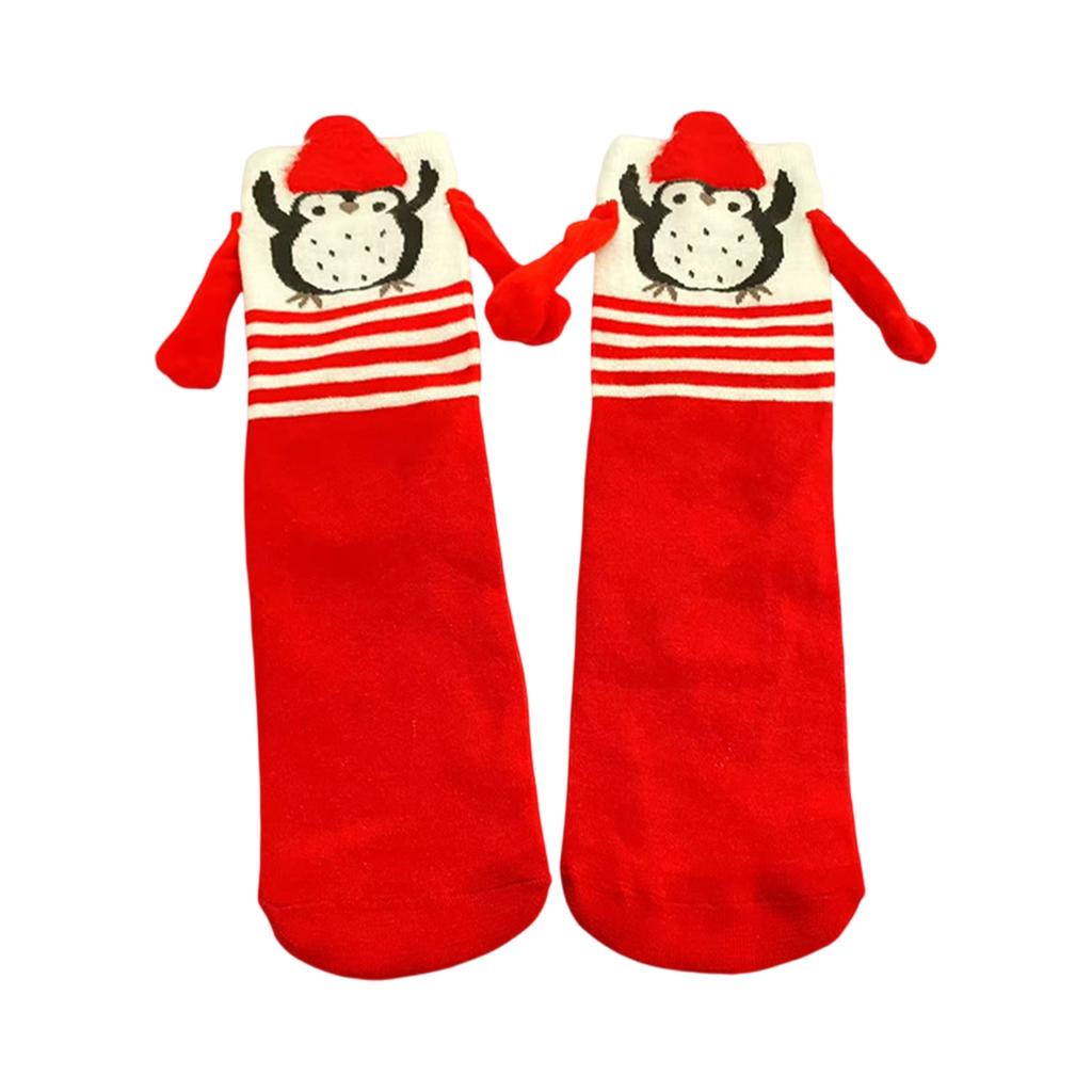 Женские магнитные носки «Рука в руке», носки средней длины, модные мультяшные рождественские носки