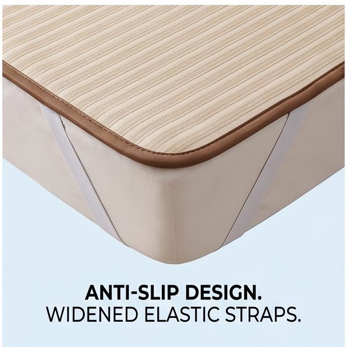 Machine Washable Ice Silk Cooling Mattress Set with 2 Pillowcases, Breathable Summer Bed Sheet for Home Dorm, Soft Fitted Sheet