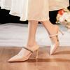 Fashion 2024 Fashion Women's Shoes Closed Toe Women's Slippers Elegant Dress Sandal Women Crystal Pointed Toe Thin Heels Female Slippers