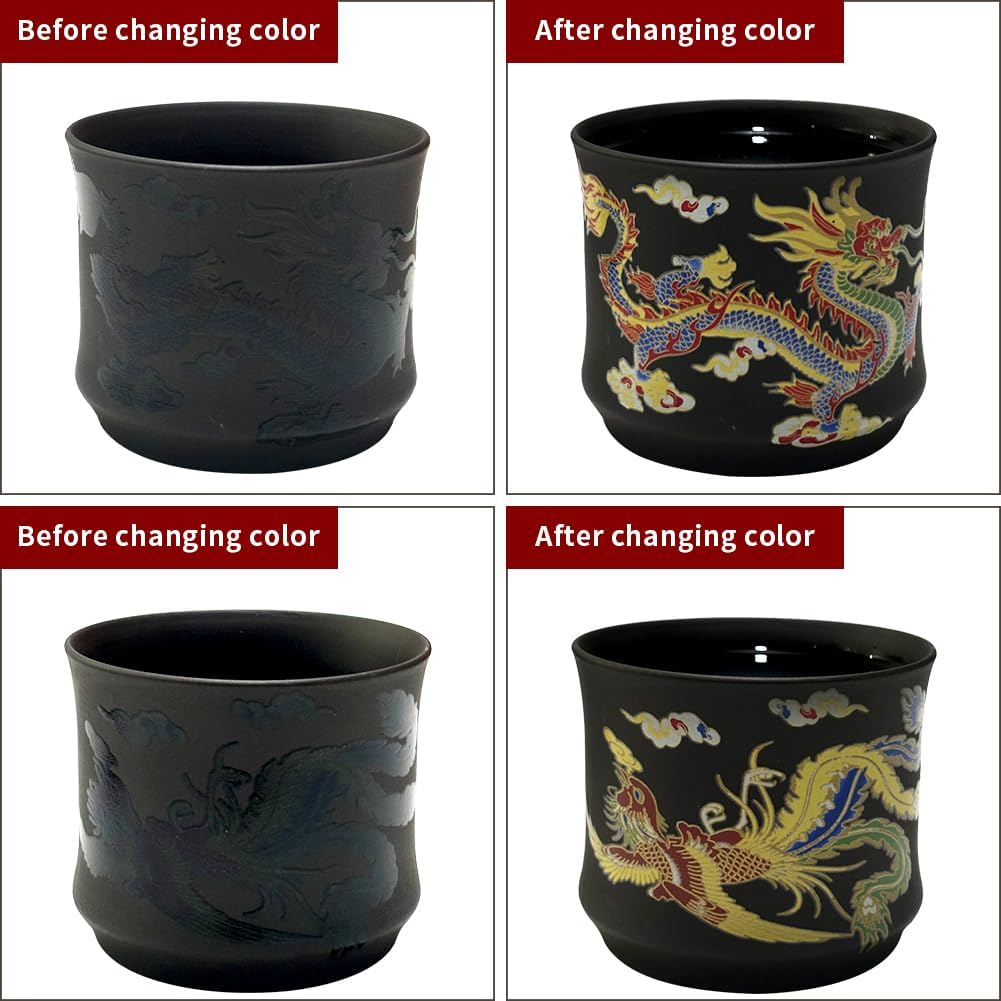 Меняющая цвет китайская чайная чашка винтажная ручной работы драконы фениксы фиолетовая глина кружка кунг-фу чай защита от ожогов кофейная чайная посуда