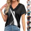 Блузки для женщин, нарядные повседневные, модные футболки с короткими рукавами и ретро-принтом, уникальный дизайн, большие футболки с v-образным вырезом