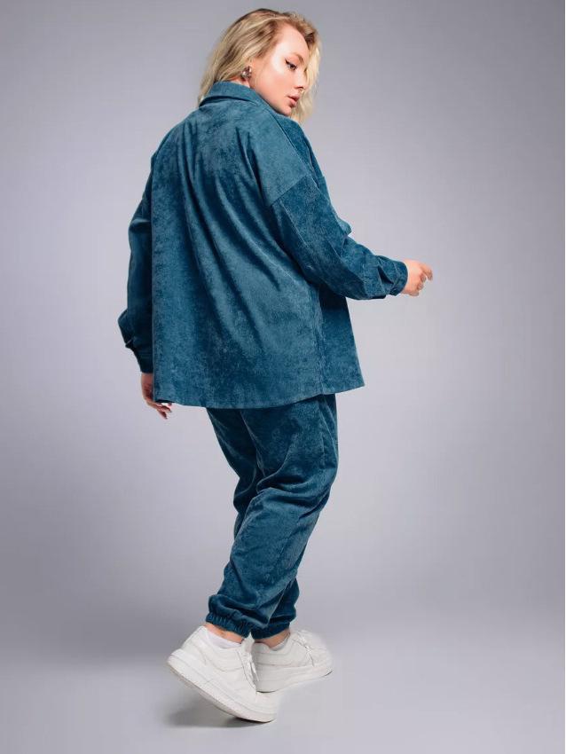 2025 Retro Plus Size Corduroy Shirt and Pants Set for Women