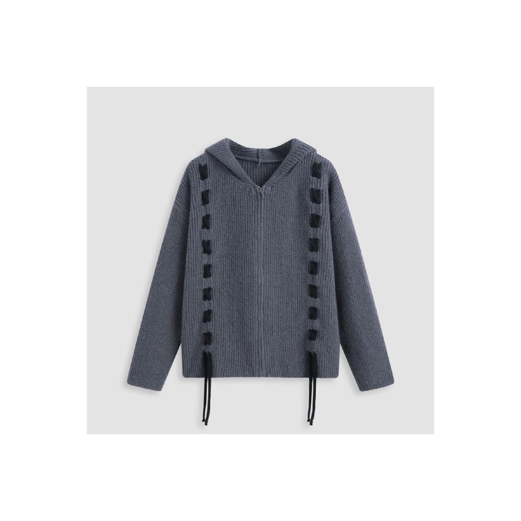 Кардиган с капюшоном и молнией дымчатого кружева