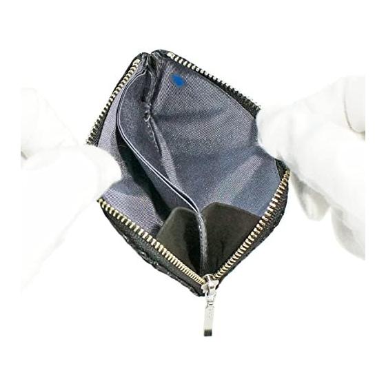 Кошелек для мелочи Inden-ya F-Coin Purse 05, Оленья кожа, Черная основа x Черный лак, Мелкий узор с кольцами, 1005-01-177. Изготовлено из натуральной оленьей кожи с