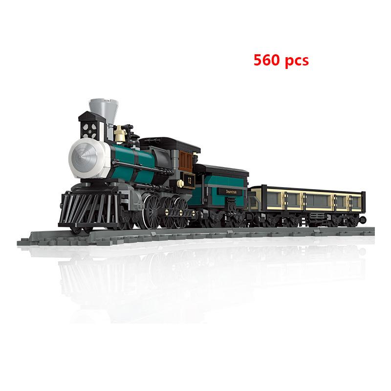 Ausini City Train Model Building Blocks Wagon Cargo Carriage Passenger Train Station Rail Tracks Locomotive Construction Toys