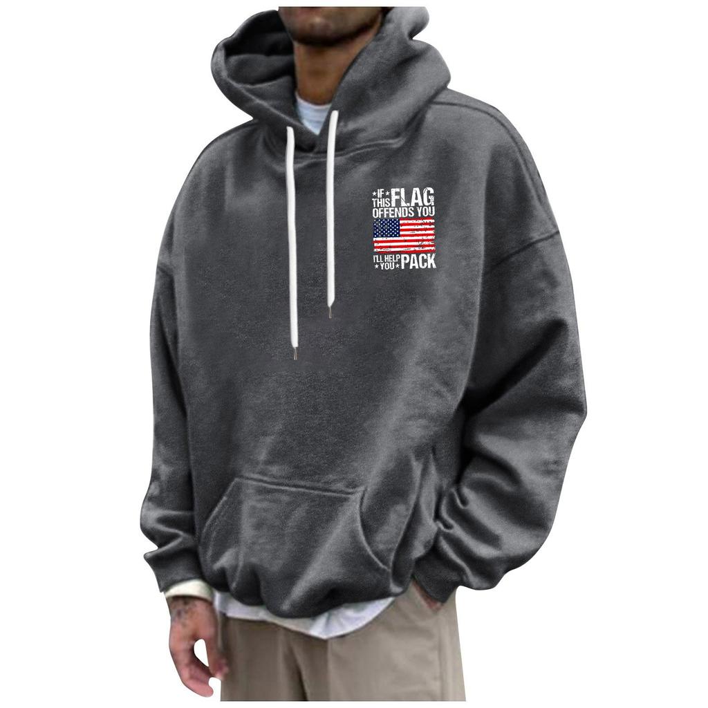 Men's Loose Printed Hooded Sweatshirt Men's Casual Fashion Sports Sweatshirt