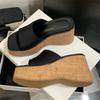 Eilyken Summer Woman Slippers Chunky Platform Wedge Square Toe Thick Bottom Heels Shoes Zapatos De Mujer
