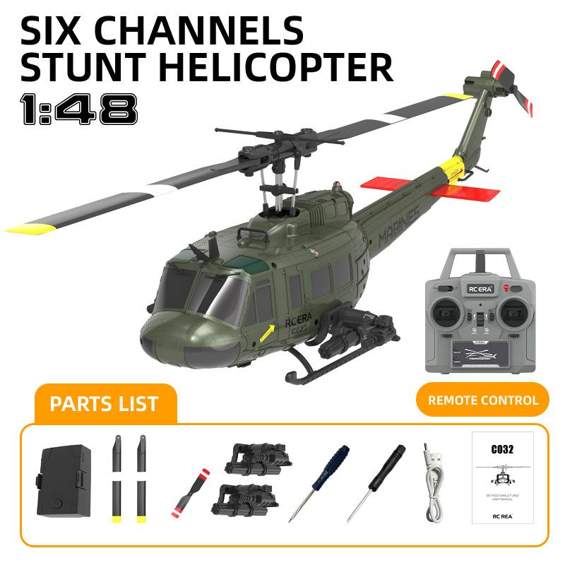 C032 Uh-1 Huey Симуляция 3D Шестиканальный Свободный от элеронов Обратный полет Вертолет-трюкач Электрическая модель самолета с дистанционным управлением Игрушка