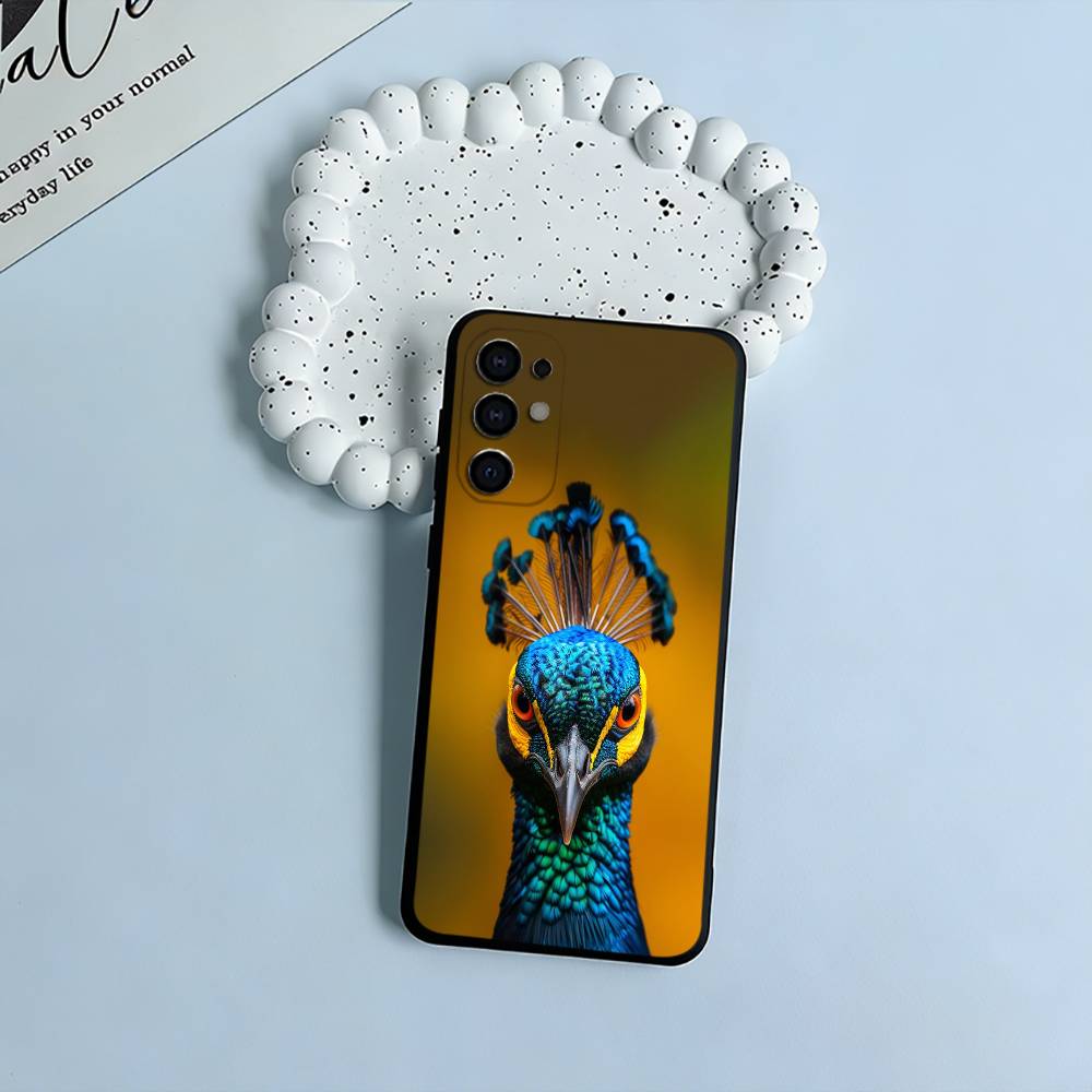 Colorful peacock Black Soft Silicone Phone Case for Samsung S25, S24, S21, S22, S23, S30, Ultra, S20, Plus, FE, Lite