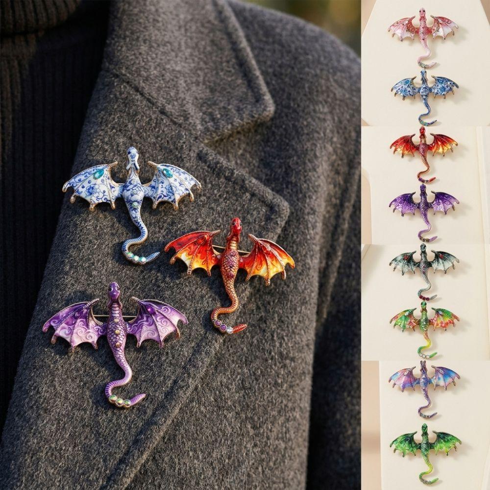 Fantasy Dragon Crystal Wing Dragon Pin Zinc Zinc Zinc Alloy Animal Dragon Brooch Holiday Party