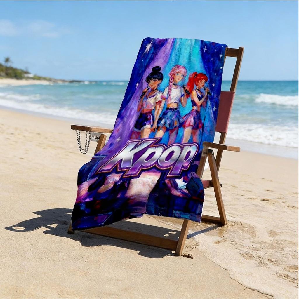 Мультиназначное пляжное полотенце с принтом мультяшной K-pop женской группы, быстросохнущее, для бассейна, пляжа, кемпинга, круиза, летнего путешествия, незаменимый подарок