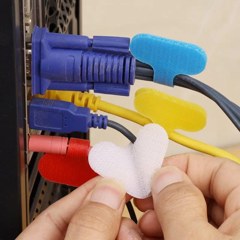 10/50 шт. цветные случайные кабельные этикетки кабельные стяжки многоразовые с надписями этикетки для проводов бирки для кабелей и проводов легкая идентификация