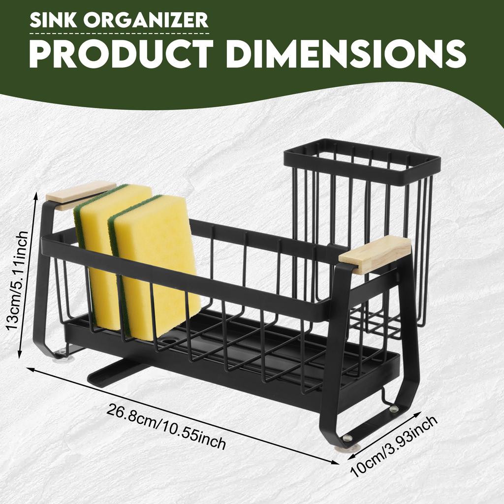 Kitchen Sink Drain Rack Sponge Cleaning Tools Storage Holder Carbon Steel Wire Ball Rag Hanger Sink Countertop Organizer
