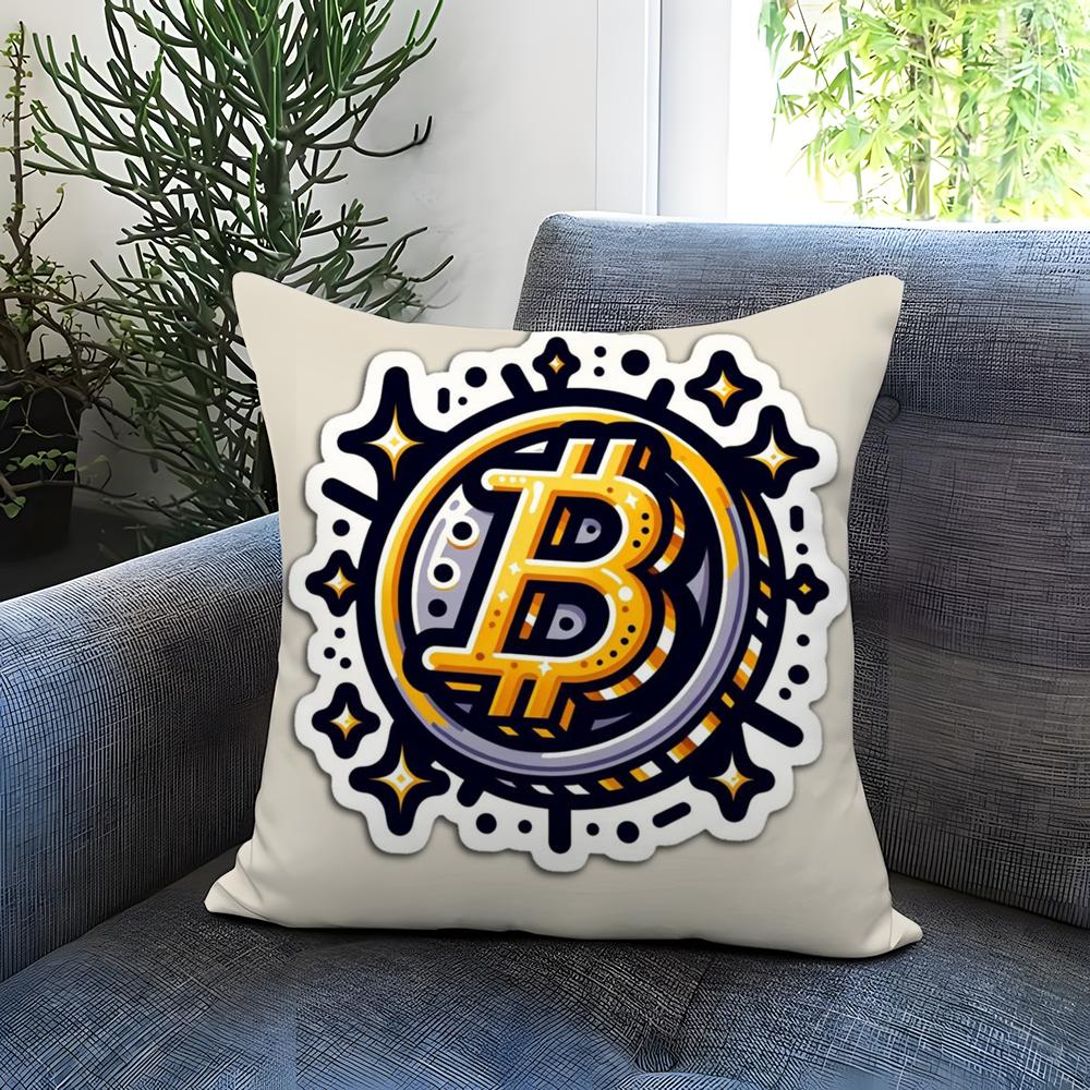 B-Bitcoin Криптовалюта Btc Наволочка Удобная Двусторонняя Наволочка Идеально для Автомобиля Дивана Спальни и Многого Другого