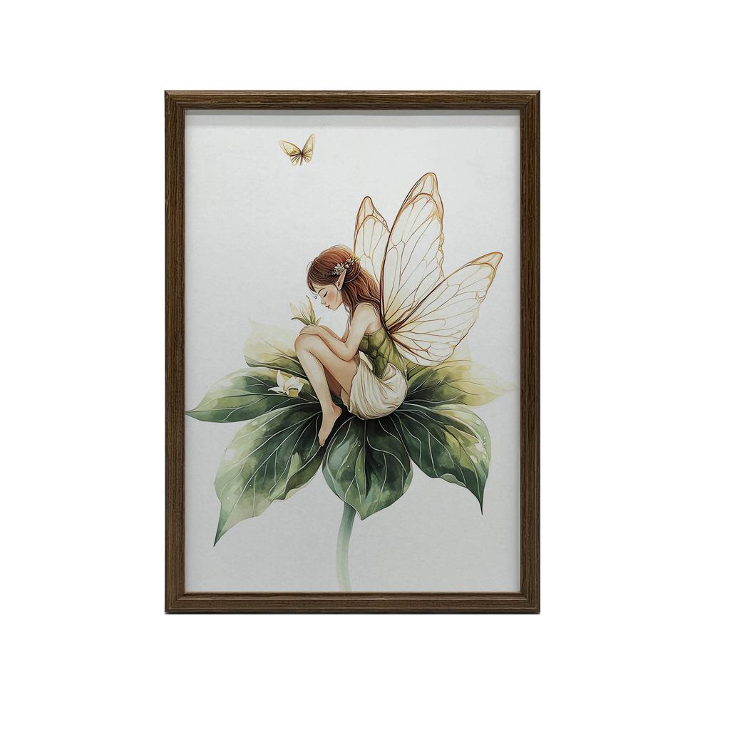 Poster Magic Fairy On Green Leaf Poster Magic Fairy On Green Leaf, 70X100 Cm, Frameless, Matte Paper 230 Gsm