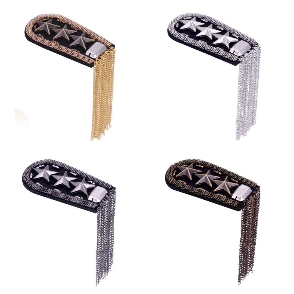Brooch Tassel Chain Shoulder Board Epaulet Star Shoulder Flash Retro Epaulette  Suit