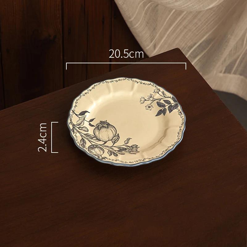 Керамическая тарелка в стиле ретро-дворца, легкая, роскошная, ресторанная, десертная, тортовая, домашняя, паста, обеденная тарелка, изысканные цветы, столовая посуда