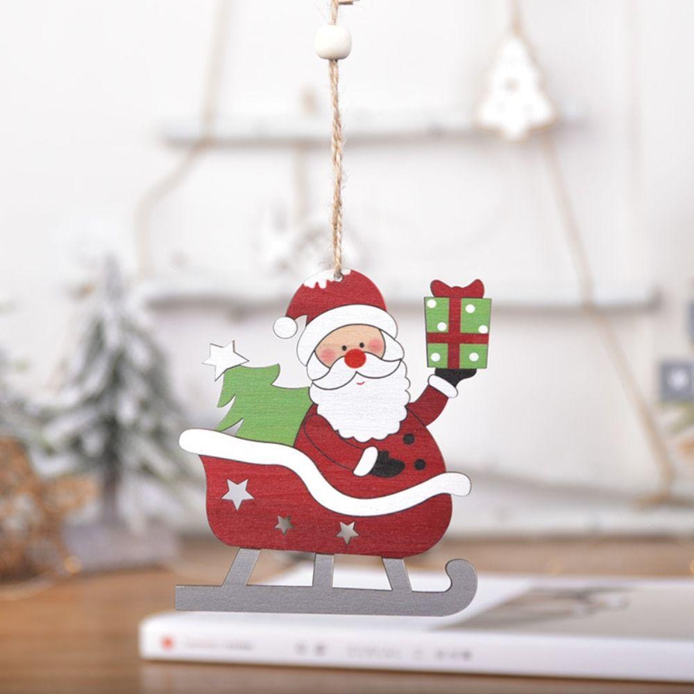 Sleigh Old Man Handmade Christmas Tree Pendant Christmas Snowman Pendant Xmas New Year Decor
