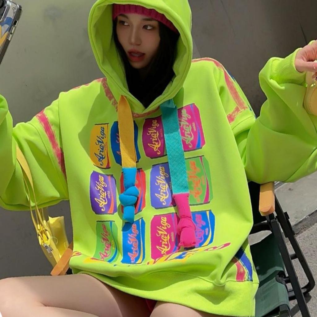 Женские весенние и осенние хлопковые трендовые граффити толстовки Y2k с капюшоном свитшот Топы Повседневные топы с длинным рукавом Оверсайз Верхняя одежда Уличная одежда