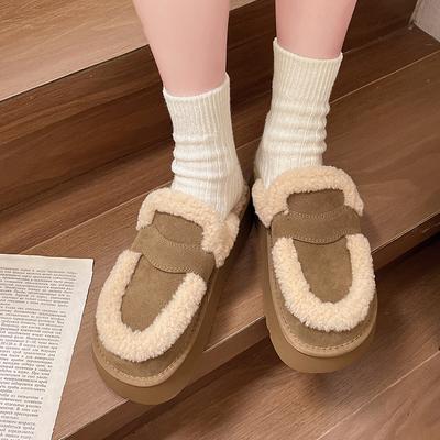 Мода весна/осень новые женские тапочки с круглым носком туфли на низком каблуке для женщин туфли на платформе слипоны уличные увеличивающиеся закрытые носки