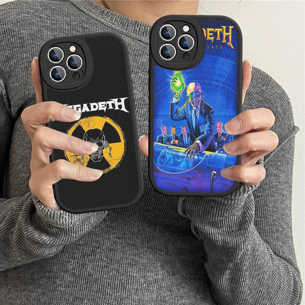 Чехол для телефона Музыкальная группа M-Megadeth для IPhone 11 12 13 14 15 16 Pro Max Plus Кожаная крышка