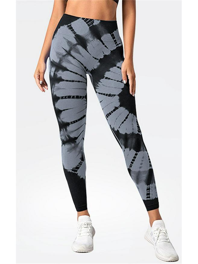 High-Waisted Tie-Dye Yoga Pants - Breathable, Peach Hip Design, Seamless Fitness Leggings for Women