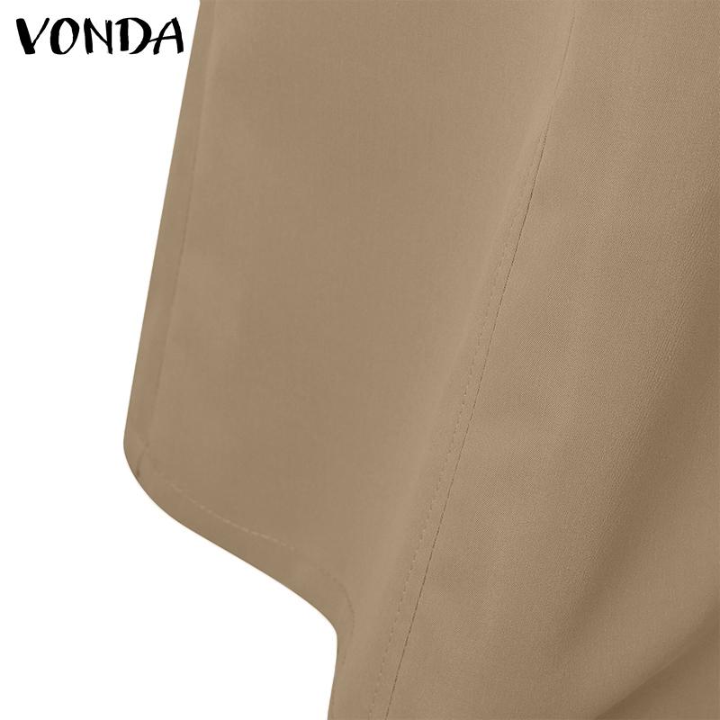 VONDA Женская мода лацкан длинный рукав однотонный пояс тренчкоты