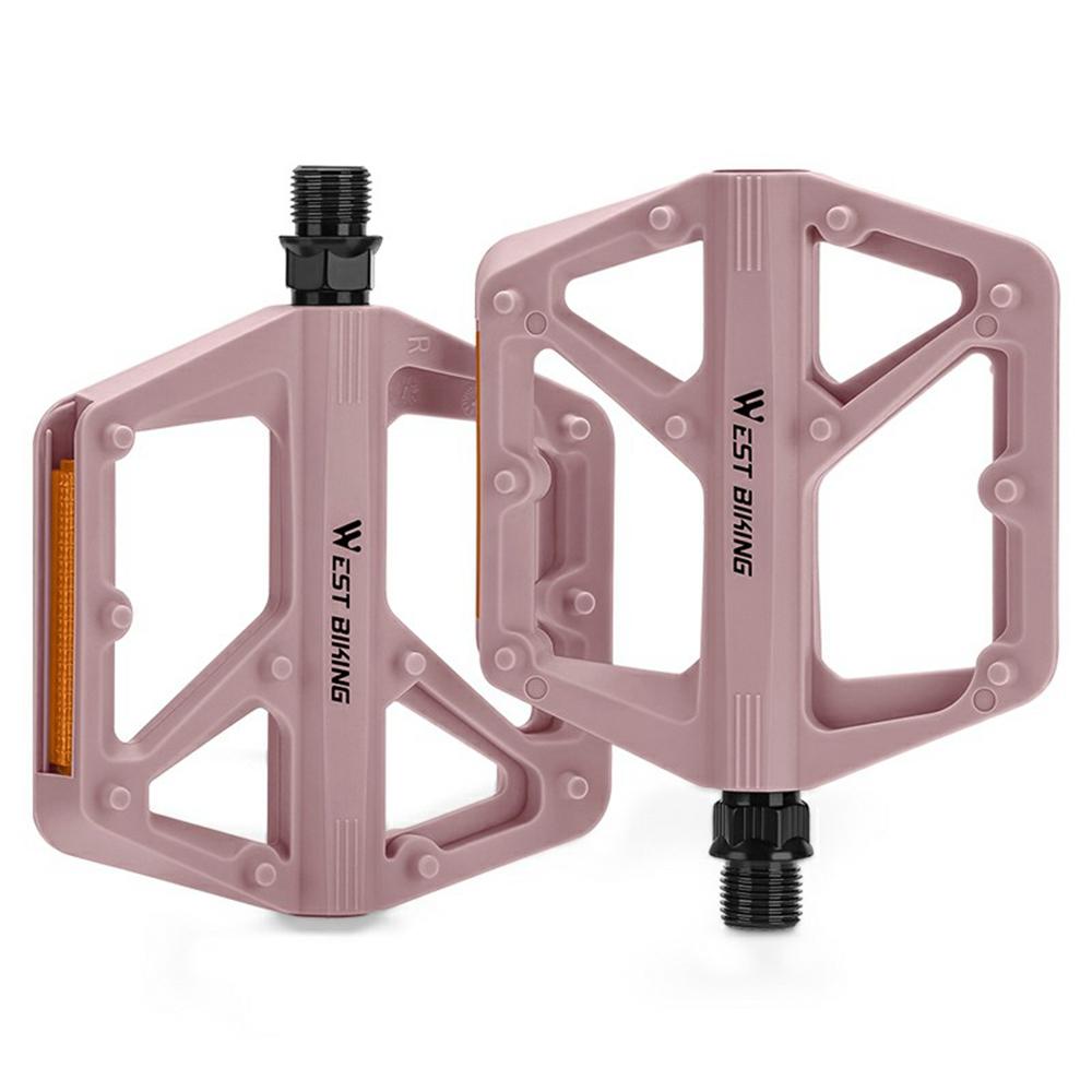 WEST BIKING YP0802150 1 Pair Nylon Widened Pedals for Mountain Road Bike Anti Slip Bicycle Pedals with Reflector