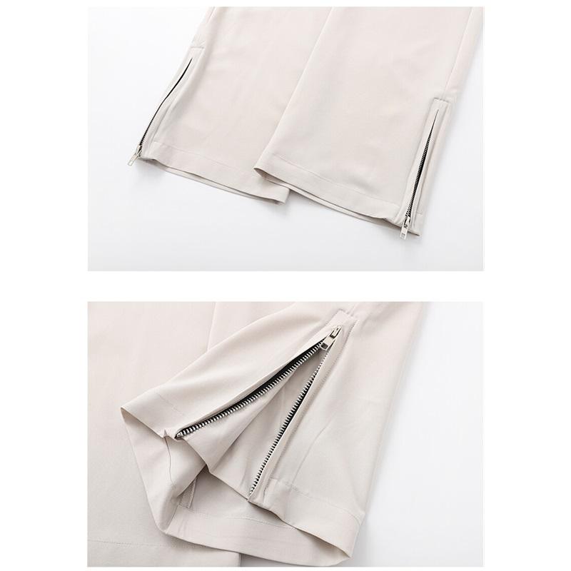 Модный дизайн на молнии на штанинах Повседневные брюки Мужские однотонные прямые брюки Эластичная талия Простые брюки клеш Повседневные брюки