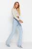 Women's Style Jeans Light Blue High Waist Flare Jeans