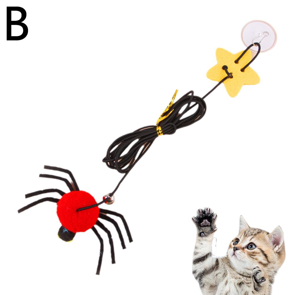 Игрушка для кошек, подвесная на дверь, для снятия стресса, качающаяся, на эластичном шнуре, с перьями, палочка для игры, колокольчик, паук, для товаров для домашних животных