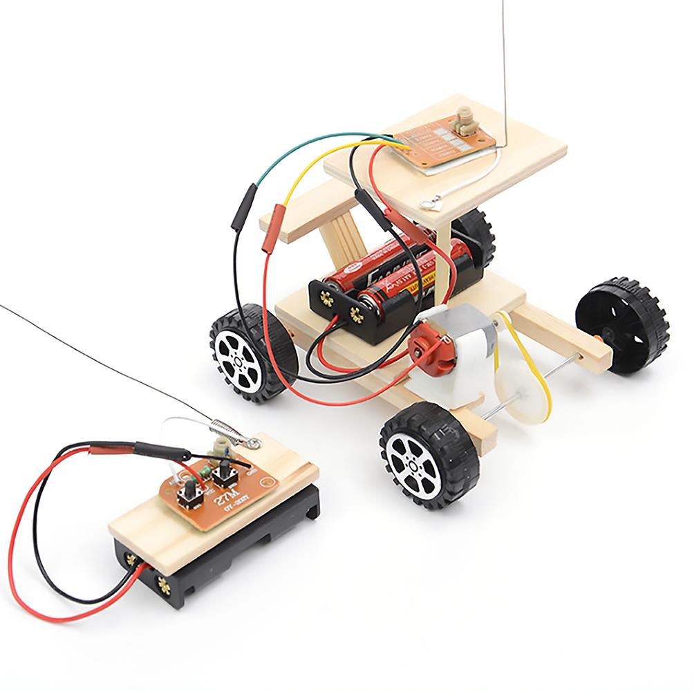 DIY Wooden RC Car Model Kit Remote Control Car Toy Set Kids Educational Toy