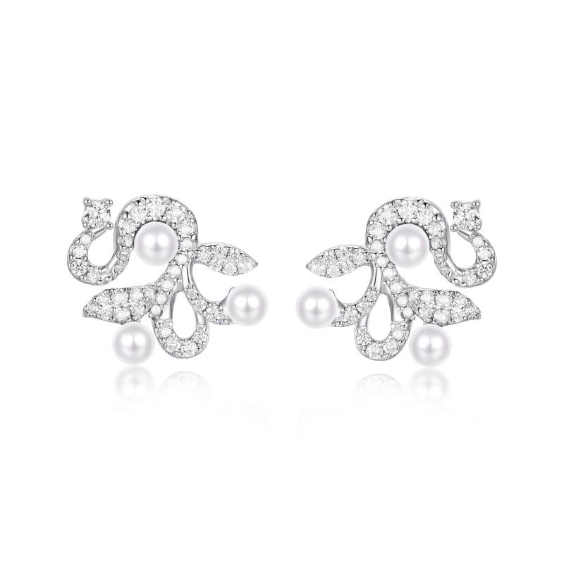 APM Monaco Vine Pearls Fashion Simple High-end Versatile Earrings Women's Silver AE15613XPL