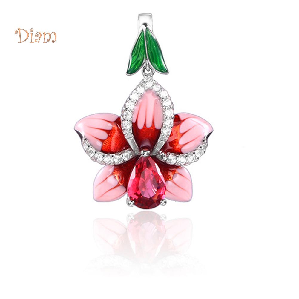 Diamonding Jewelry Chic Women Enamel Leaf Flower Pendant Crystal Stone Inlaid Leverback Earrings