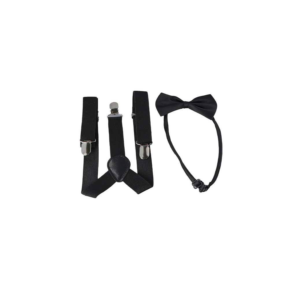 Solid Color For Girls Strap Clip Bow Tie Hanging Pants Clip Suspenders Clips Tie Suspenders Set