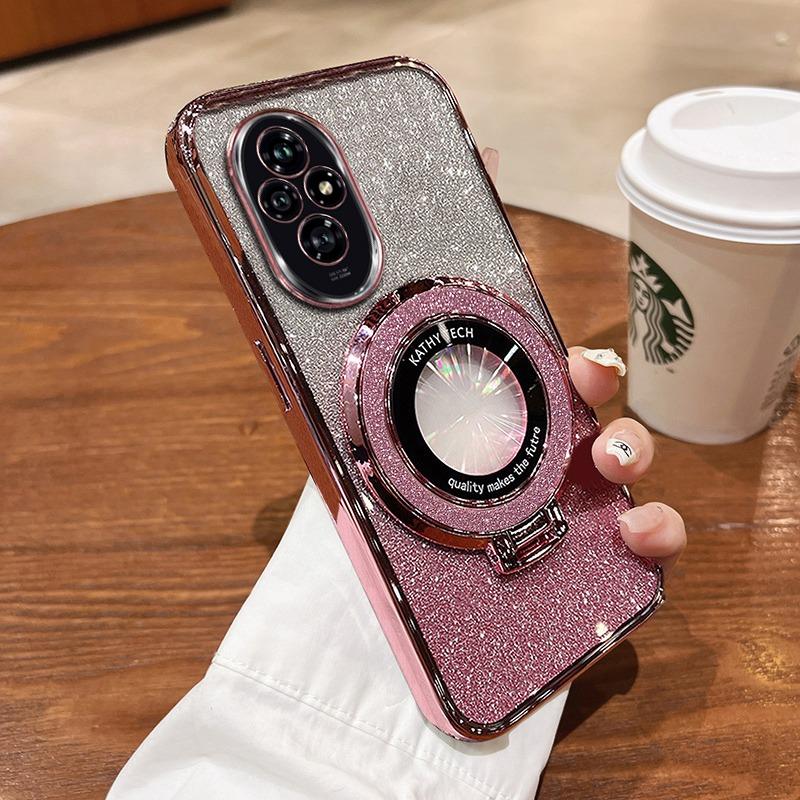 Luxury with Bracket Glitter Case For Honor X9 X9A X8 X8A X8B X7 X7A 200 200Lite 90  70Lite 9X Y9S Y7A Y7 Y9 Case Holder Cover