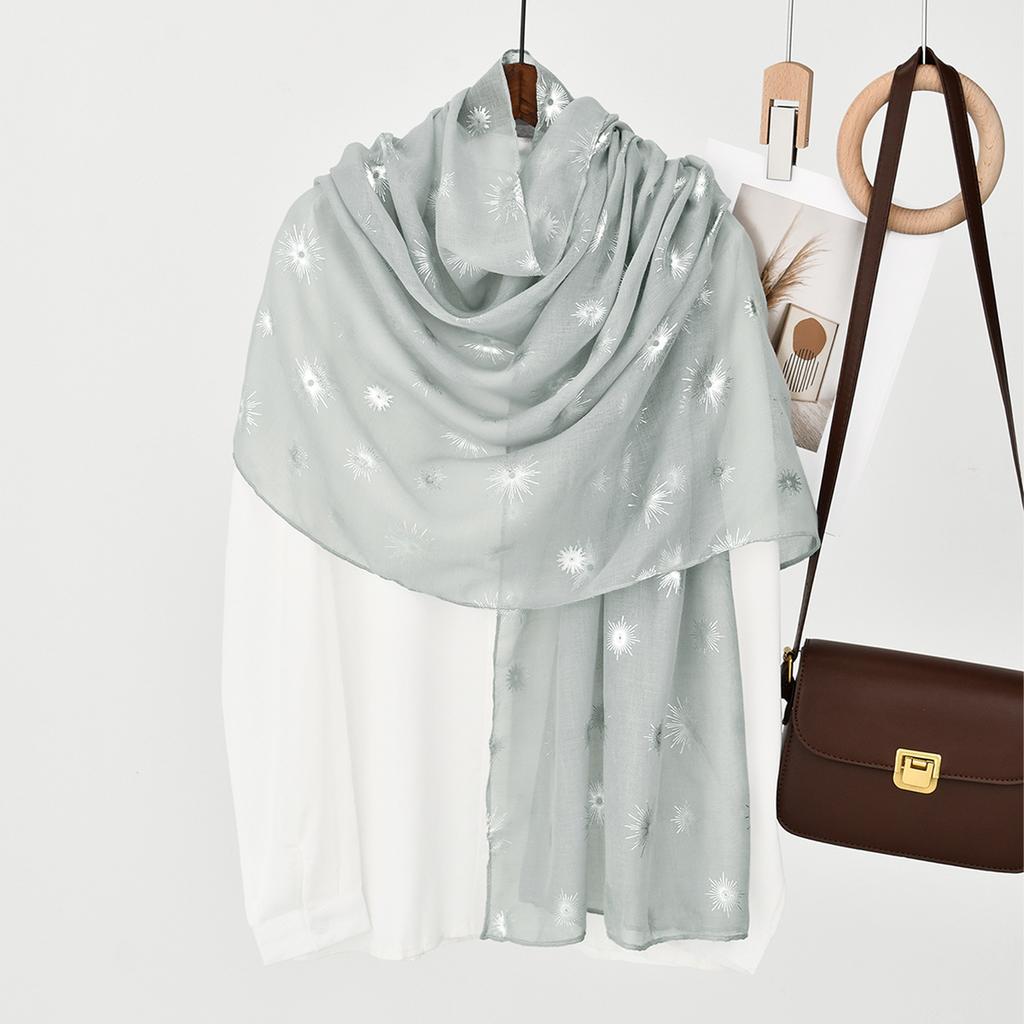 New Dandelion Silver Stainless Steamed Glitter Long Scarf Ins Style All-match Fashion Scarf Soft Breathable Shawl Headscarf